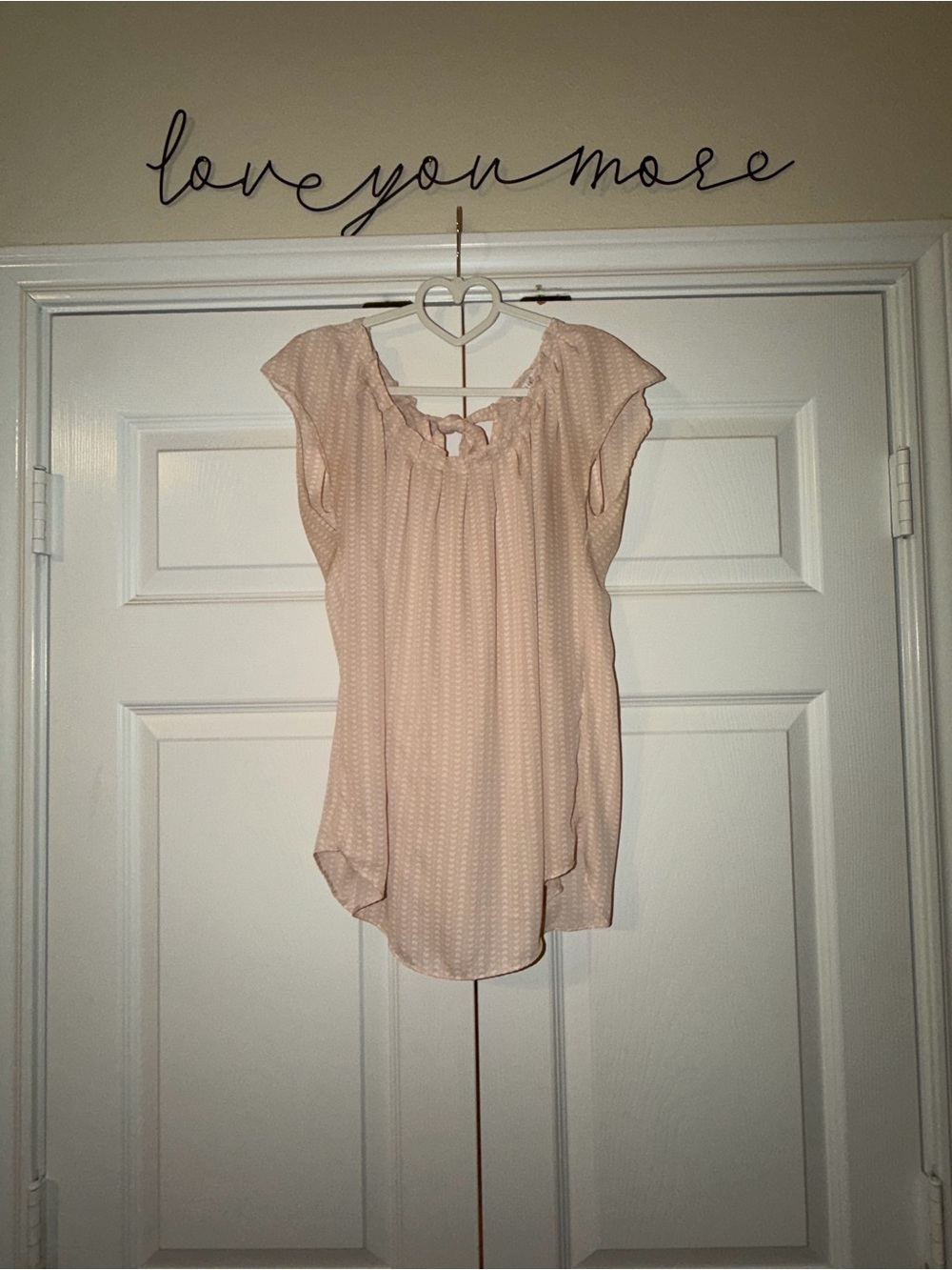 LC Lauren Conrad Light Blush Ruffle Tie-Neck Blouse